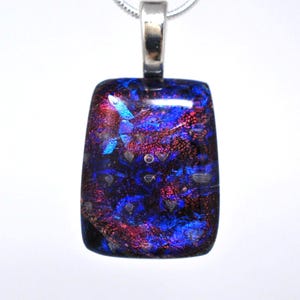 Burgundy Multicolor Dichroic Glass Pendant, Fused Glass Pendant, Double Dichroic Glass, Dichroic Glass, Dichroic Glass Pendant, Fused Glass