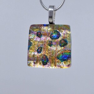 Golden Yellow Dichroic Glass Pendant, Fused Glass Pendant, Double Dichroic Glass, Dichroic Glass, Dichroic Glass Pendant, Fused Glass