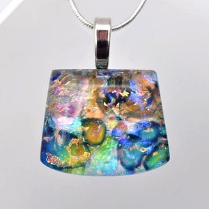 Adorable Multicolor Dichroic Glass Pendant, Fused Glass Necklace , Dichroic Glass Jewelry, Fused Glass Pendant, Dichroic Necklace
