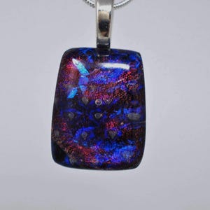 Burgundy Multicolor Dichroic Glass Pendant, Fused Glass Pendant, Double Dichroic Glass, Dichroic Glass, Dichroic Glass Pendant, Fused Glass