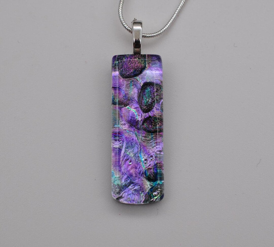 Light Purple Dichroic Glass Pendant, Fused Glass Pendant, Fused Glass