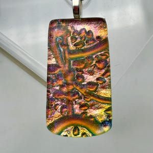 Large Contemporary Dichroic Glass Pendant, Fused Glass Pendant, Fused Glass Necklace, Dichroic Glass Jewelry, Dichroic Glass Necklace