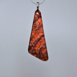 Bold Freeform Red Orange Dichroic Glass Pendant, Fused Glass Pendant, Dichroic Glass, Dichroic Glass Necklace, Fused Glass Necklace, Glass