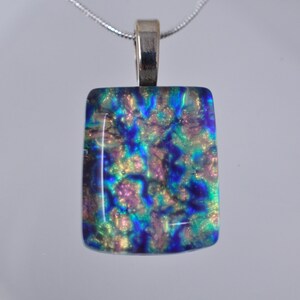 Speckled Optical Multicolor Dichroic Glass Pendant, Fused Glass Pendant, Double Dichroic Glass, Dichroic Glass, Dichroic Glass Pendant