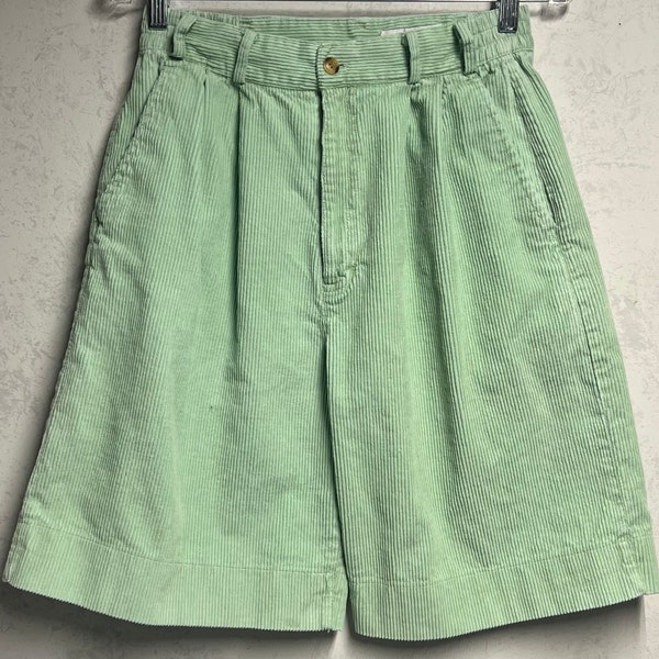 Corduroy Pleated High-Waisted Shorts