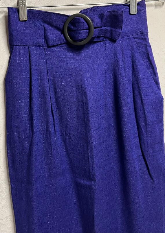 Purple Retro Print Professional Stretchy Pencil Skirt - L