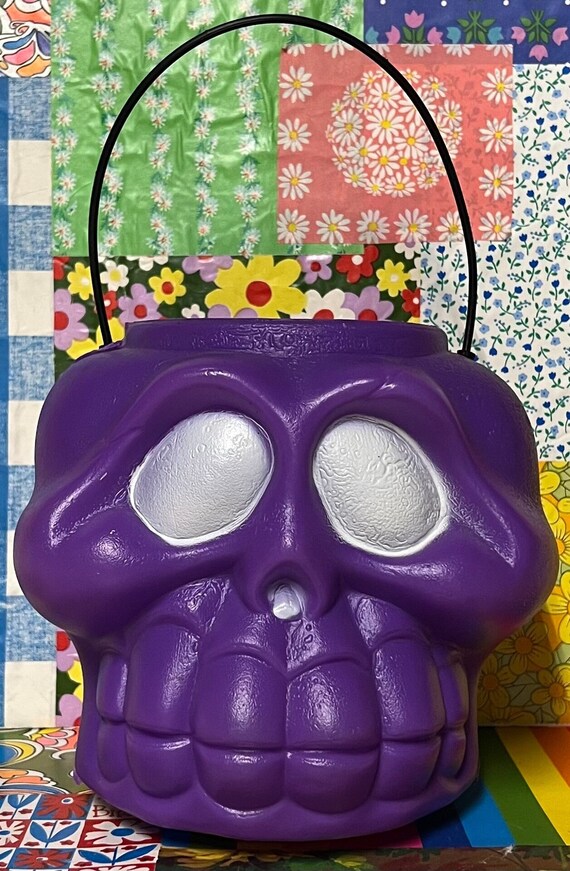 90s Purple Skull Halloween Pail - image 1