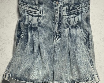 Acid-Wash High-Rise Denim Shorts