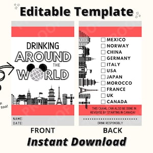 EPCOT Drink Around the World Passport - Editable Template - Instant Download