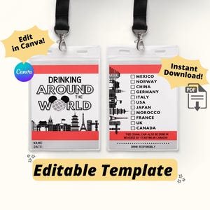 Passaporte "Beba ao Redor do Mundo" do EPCOT - Modelo Editável - Download Imediato
