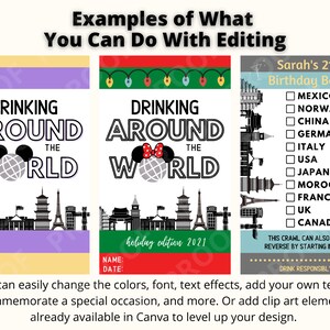 EPCOT Drink Around the World Passport - Editable Template - Instant ...