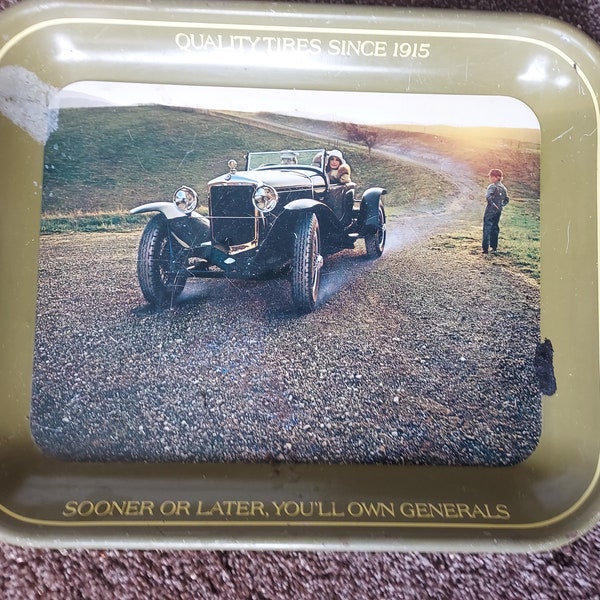 Vintage General Tires Metal Advertising Trays QUALITY TIRES SINCE 1915