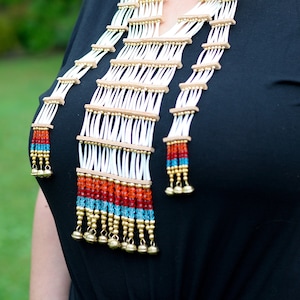 Custom Dentalium breastplate, choker and earring set