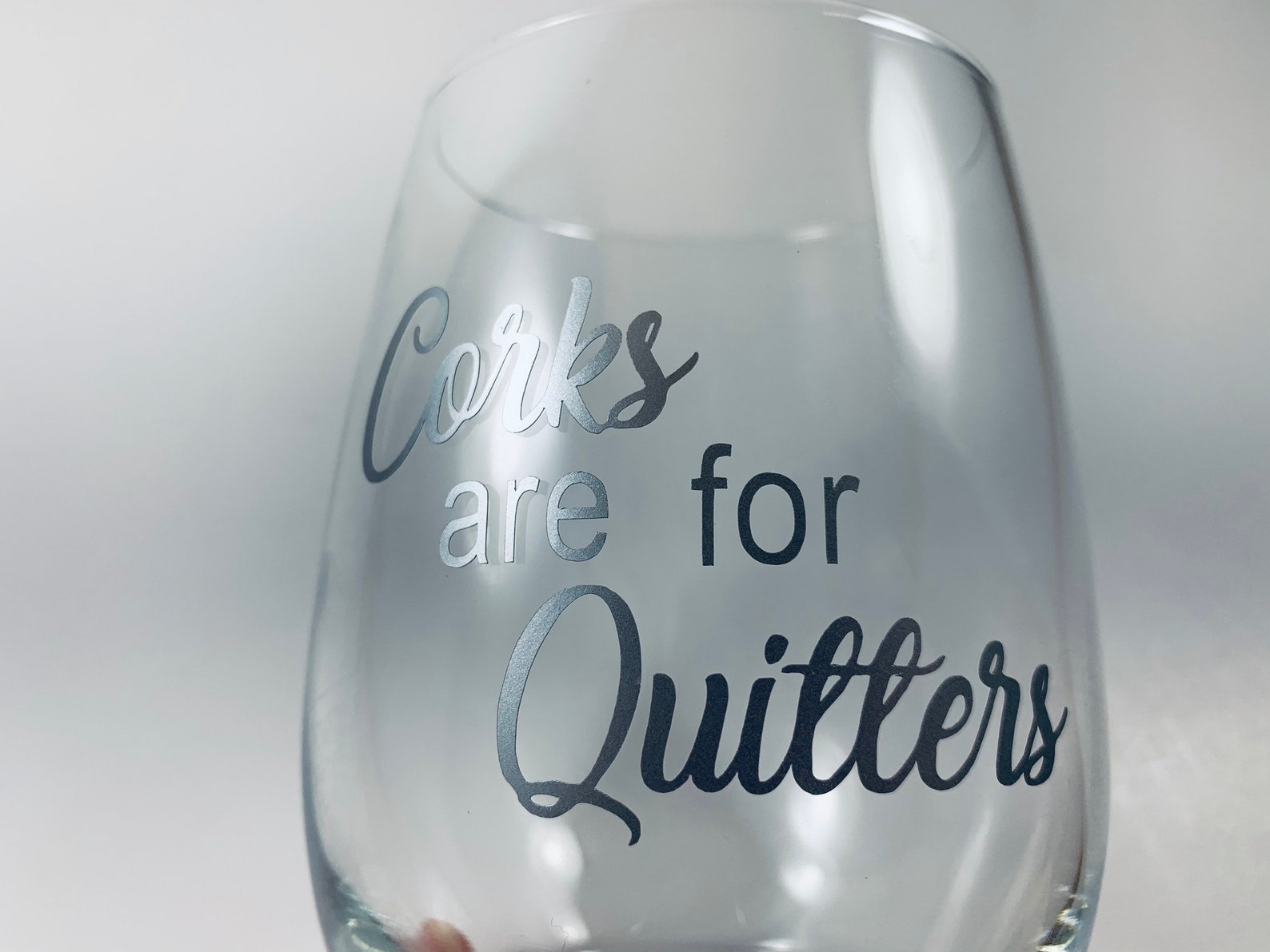 Corks Are for Quitters Wine Glass Funny Wine Glass Stemless Etsy