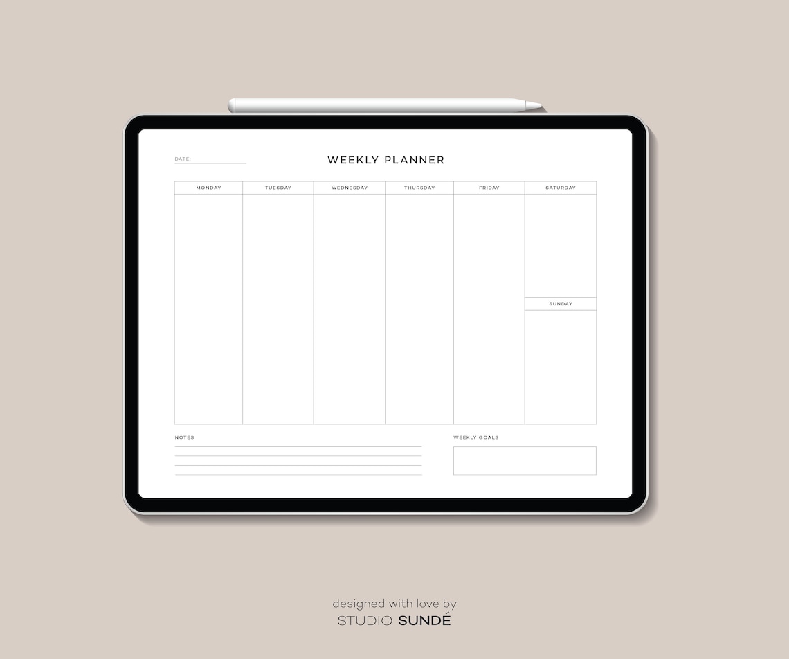 7-day Weekly Planner Printable &amp; Digitally Fillable Undated Weekly ...