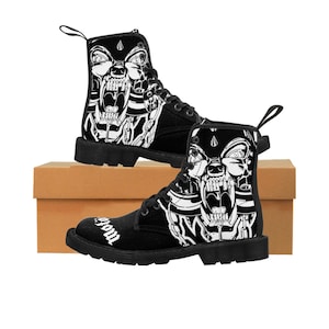 Women's Heavy Metal Boots/ Combat Canvas Boots/Heavy Metal Fashion/Unique Gifts For Her