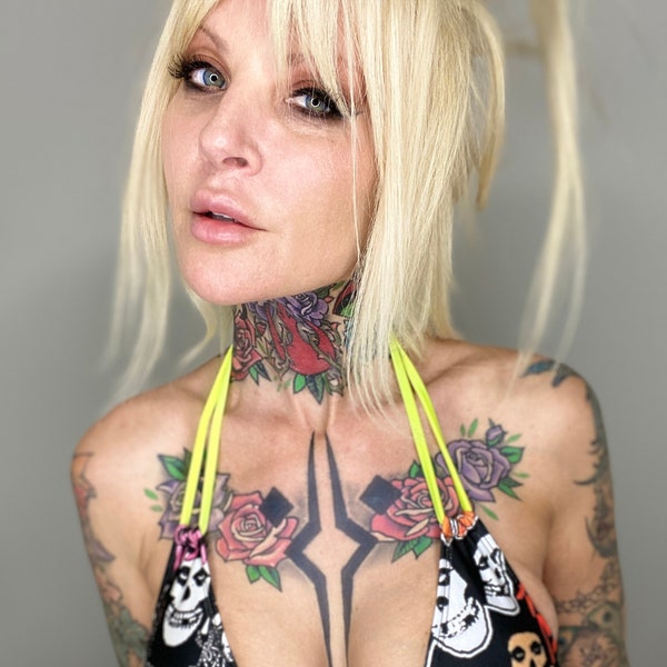 Strappy Bikini Set/Punk Rock/Bikini/Swimsuit/Beachwear/Custom Bikini/Poolside/Swimwear/Horror/Misfits