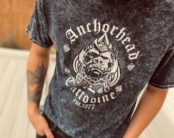 Herrt-t-shirt med mineraltvätt/presenter till pojkvän/nördpresenter/unika presenter till honom/grafik/anpassad/cool/sci-fi/heavy metal-nördt-t-shirts/syratvättad 80-talsstil