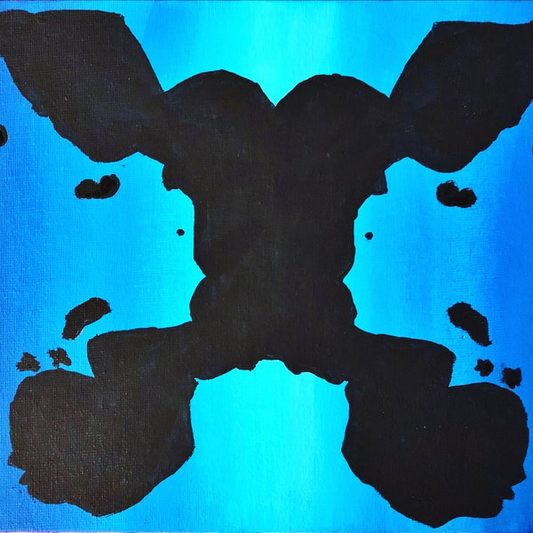 Painting of a Black Inkblot with a Blue Background