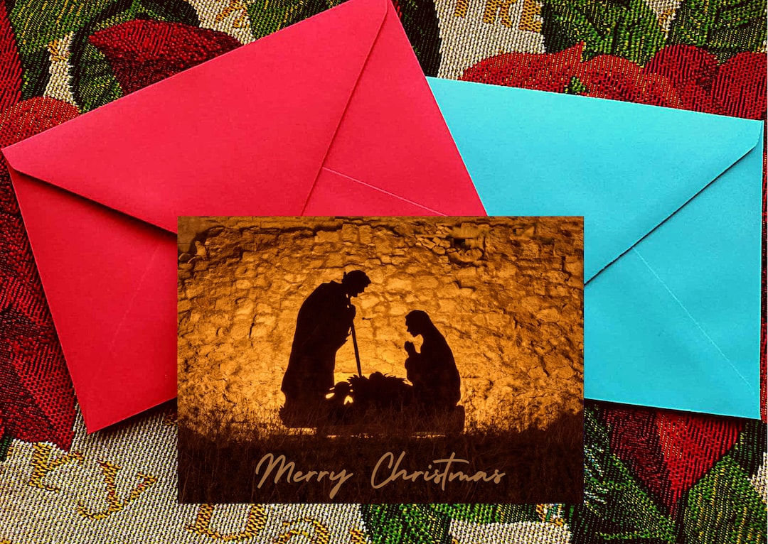 Nativity Scenechristmas Card Printable Christmas Greeting Etsy UK