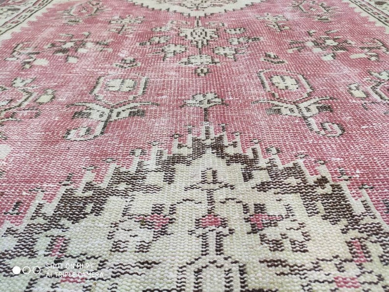 Pale Pink Vintage Rug Turkish Rug Area Rug 4.8x8.9 feet Etsy
