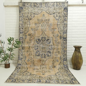 Vintage Rug 5x8, Muted Turkish Rug, Oushak Area Rug, Floral Wool Rug, area rug persian, Boho Rug, Oriental Rug, 4.5x8.2 Ft (Exact Size )