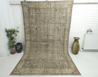 5x9 Vintage Oushak Rug: Hand-Knotted Turkish Wool