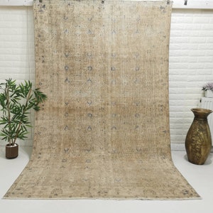 Antique Distressed Turkish Area Rug 5x8, Hand-Knotted Wool Carpet image 1