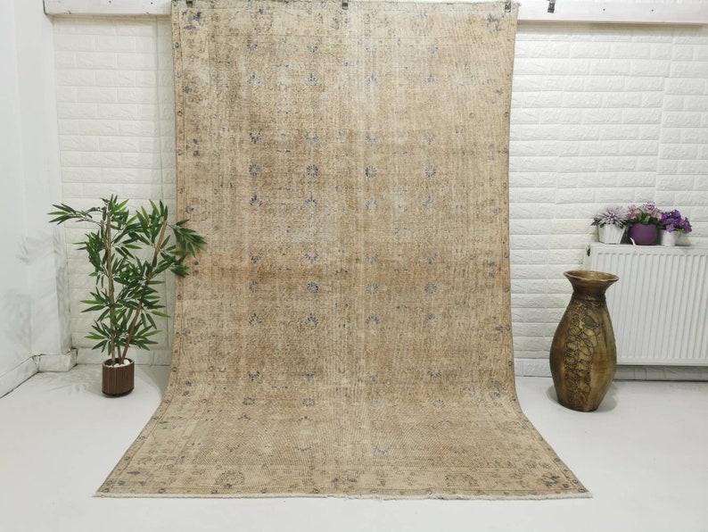 Antique Distressed Turkish Area Rug 5x8, Hand-Knotted Wool Carpet image 1