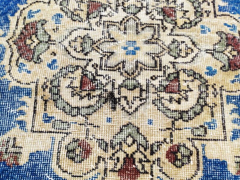 Free Shipping oriental rug blue area rug 3.5x6.5 ft vintage rug turkish rug oushak rug turkey rug