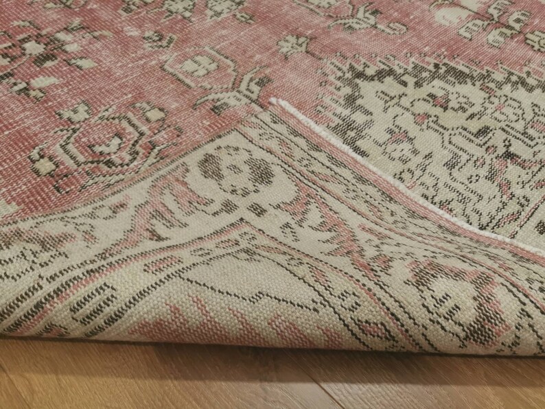 Pale Pink Vintage Rug Turkish Rug Area Rug 4.8x8.9 Feet Etsy