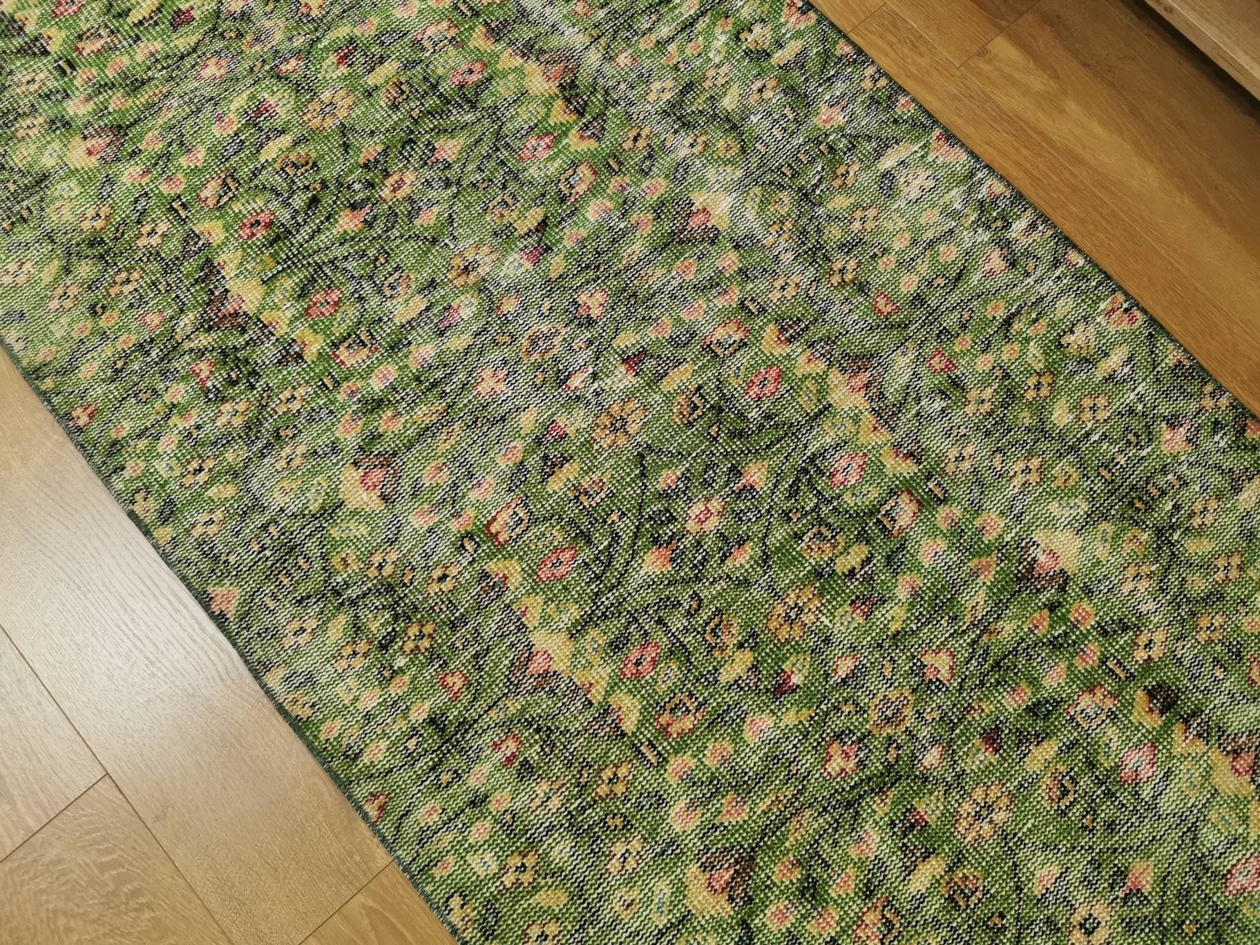 Green Vintage Runner Rug Green Wool Runner Rug Kelly Green Etsy