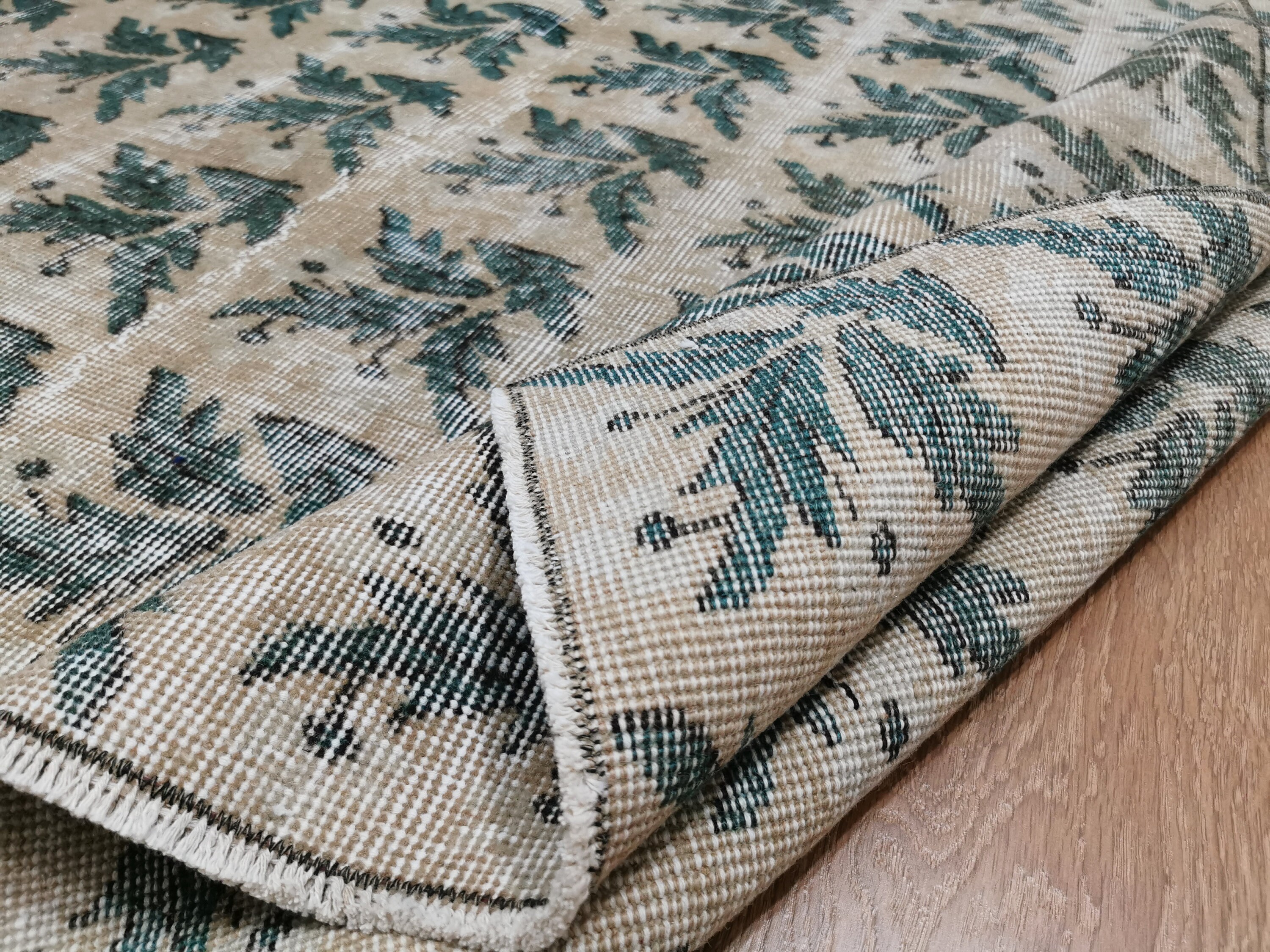 6.7x10 Vintage Rug Turkish Rug Beige and Green Rug Oushak Etsy