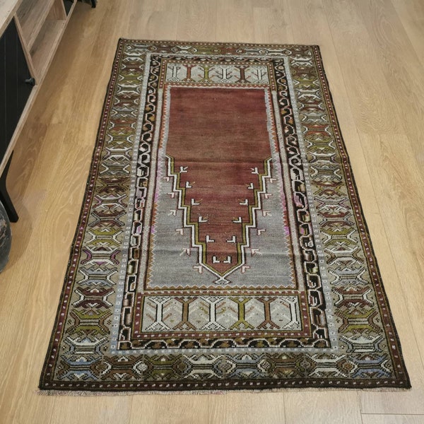 Area Rug 3.2x5.4, Brown Turkish Rug,Oushak Handmade wool Carpet, oriental brown Small Room Rugs, Farmhouse Decor, One-of-a-Kind,