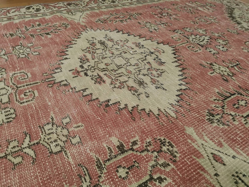 Pale Pink Vintage Rug Turkish Rug Area Rug 4.8x8.9 Feet Etsy