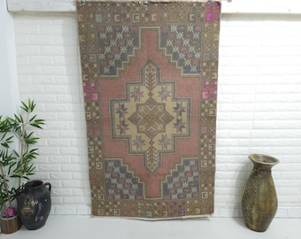 4x6 Vintage turkisk ullmatta: Handknuten orientalisk matta (3,5 x 5,7 fot)