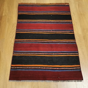 Handmade Turkish Wool Rug: Vintage Tribal Entry Mat (2.4x3.5 ft)