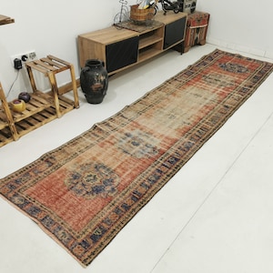 Tapis kilim, long tapis coloré pour couloir, tapis d&#39;entrée, tapis tribal multicolore, tapis de cuisine antique pour salle de bain