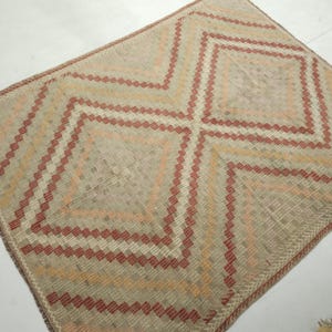 6x8 Vintage geometrisk kelimmatta: Beige röd handvävd ullmatta (6 x 7,5 fot) bild 2