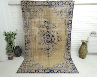 5x8 Hand Knotted Turkish Area Rug, Vintage Oriental Wool Carpet