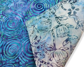 Blue Floral Swirls Batik Desk Pad - Use for home decor, photo back drop, desk pad