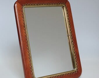 Swedish Modern Brass and Mahogany Mirror