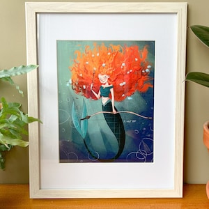 Princess Merida, Mermaid Merida, Mermaid, Disney Princess, Brave, 8x10 Art Print
