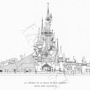 Disneyland Paris's Iconic Castle - Architectural Drawing Fan Art - Sleeping Beauty Castle - Le Chateau de la Belle au Bois Dormant