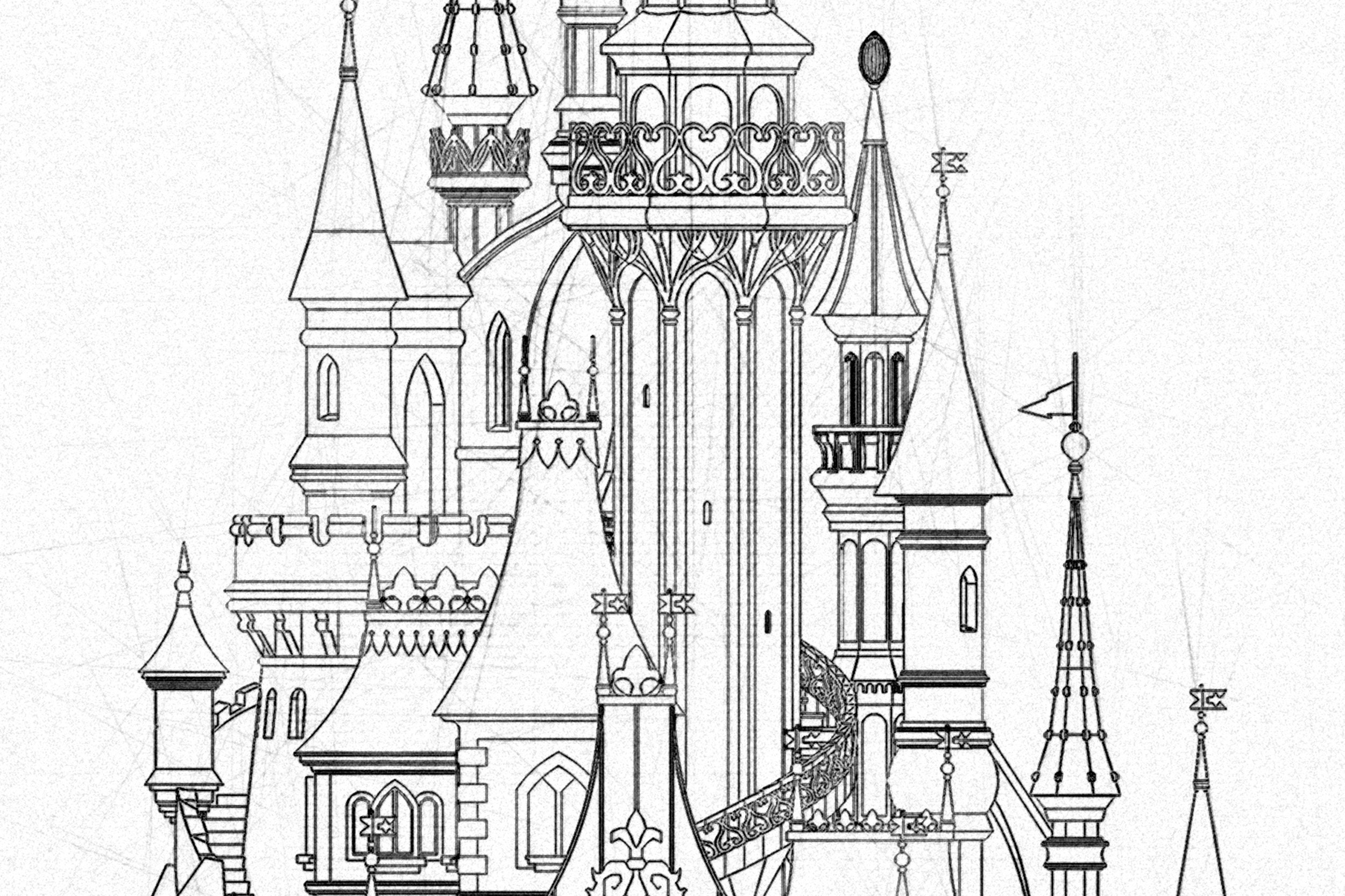 Coloriage Chateau Disneyland Paris Disneyland Paris's Iconic Castle Architectural Drawing - Etsy Canada