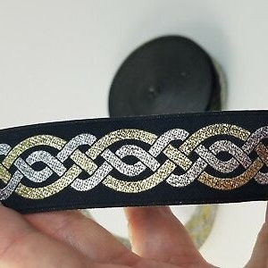 Metallic Celtic braid Knot 1 1/4 inch wide by the yard