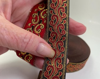 HOT wind flame fabric trim, Woven jacquard trim, 1 inch wide, sold by the yard.