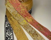 Rose metallic Jacquard Fabric Trim, 1 1 2 inch wide, sold by the yard.
