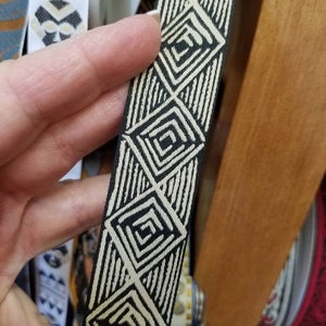 Tribal etchings jacquard fabric trim, 1  inch wide, sold by the yard.