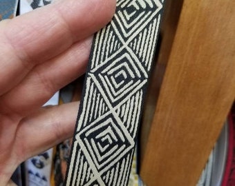 Tribal etchings jacquard fabric trim, 1  inch wide, sold by the yard.